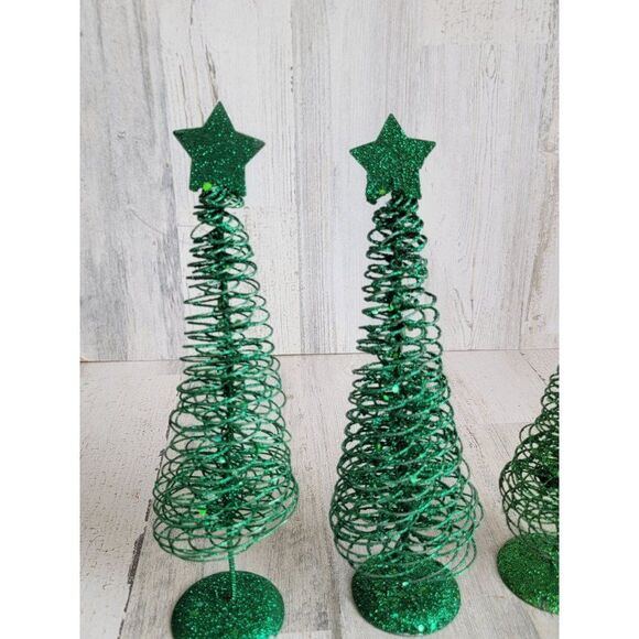 Glitter green star pine tree xmas Home decor metal - Picture 2 of 9
